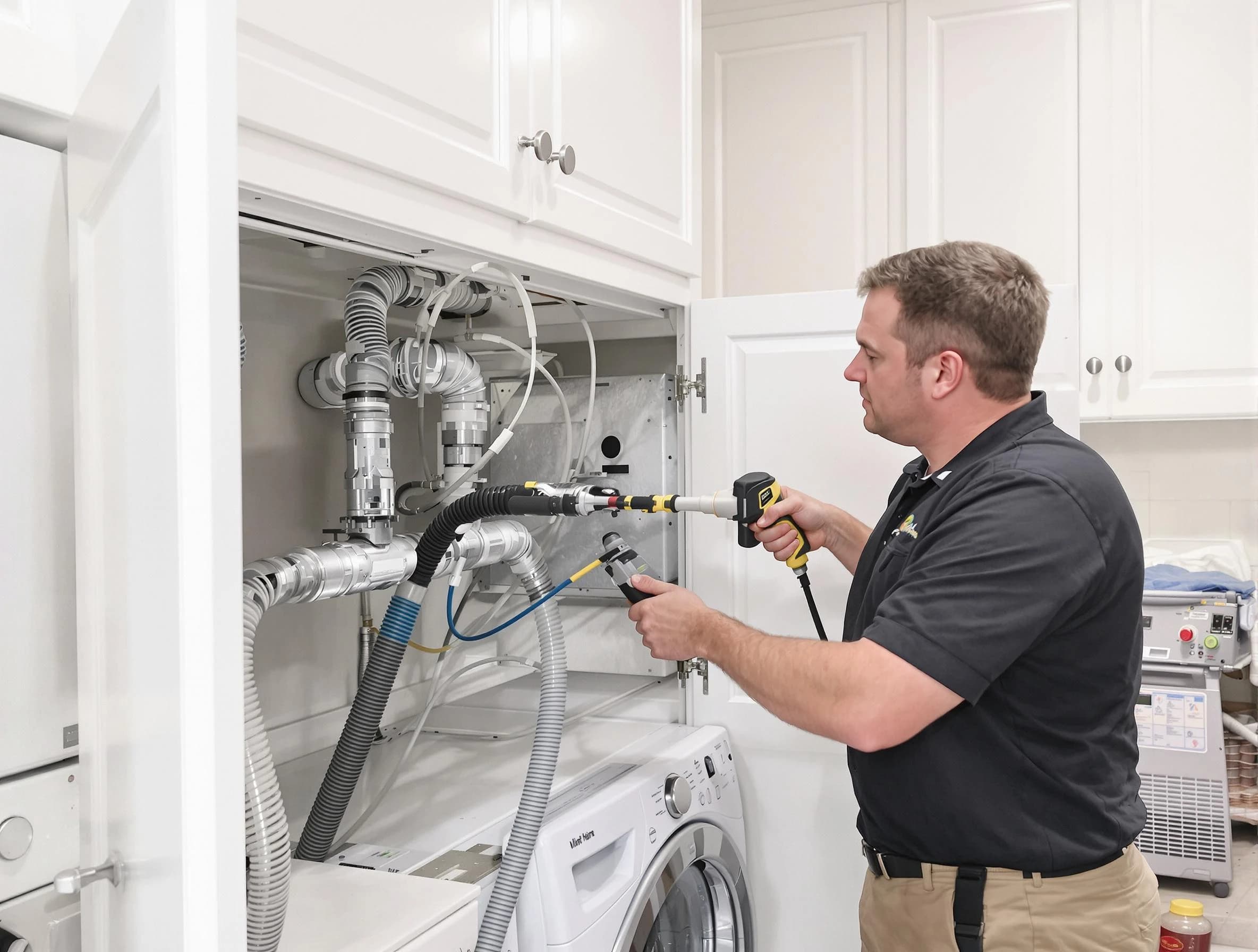 Mission Viejo Dryer Vent Cleaning professional removing severe blockage from a clogged dryer vent in Mission Viejo