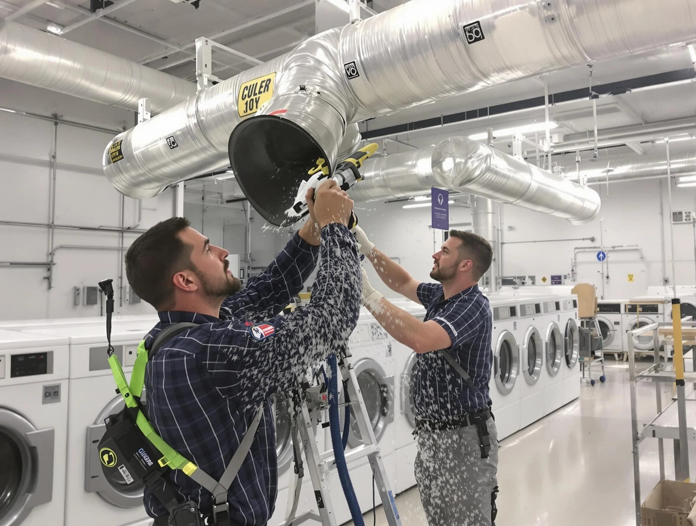 Mission Viejo Dryer Vent Cleaning team performing large-scale commercial dryer vent cleaning in Mission Viejo