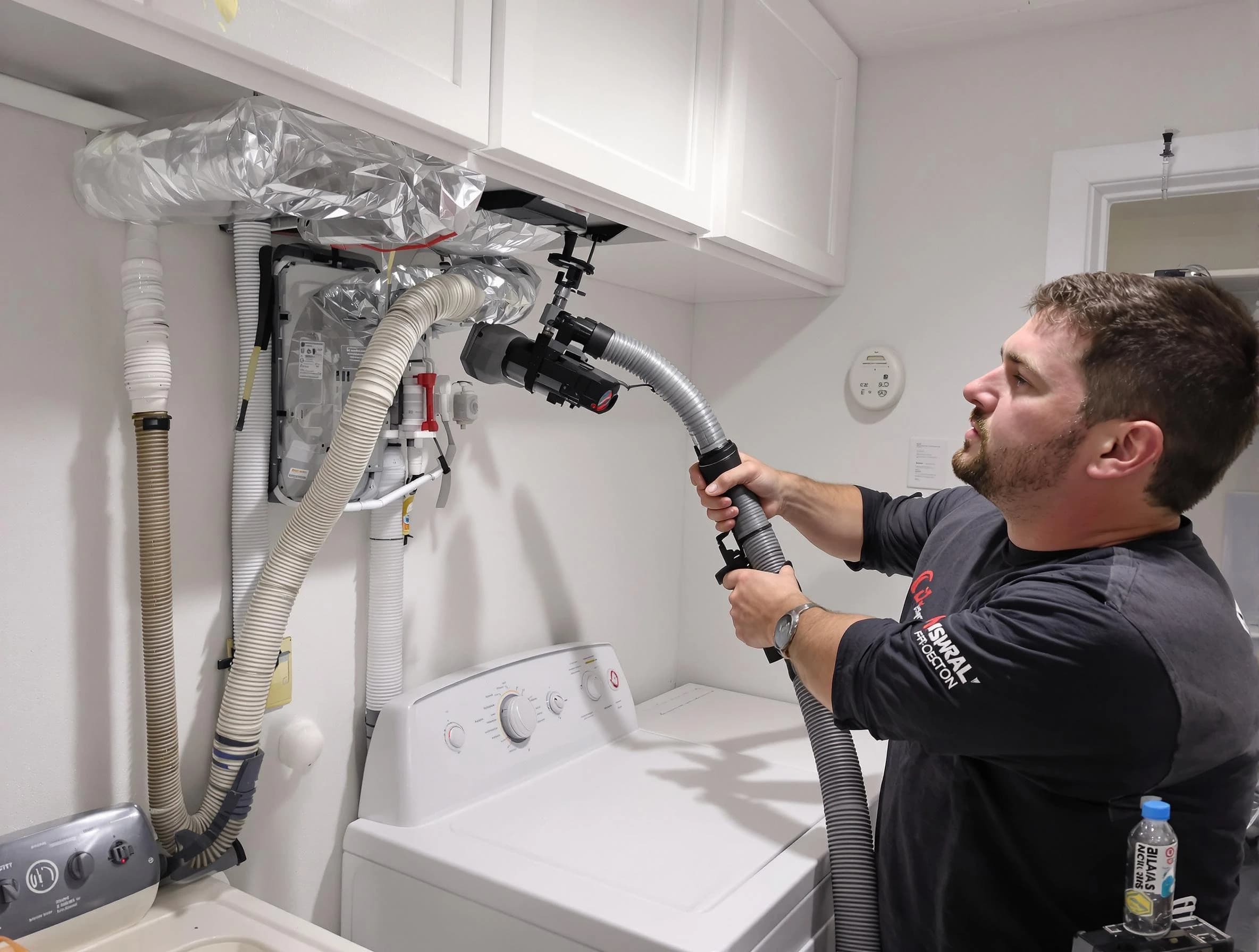 Mission Viejo Dryer Vent Cleaning certified technician performing safety-focused gas dryer vent cleaning in Mission Viejo