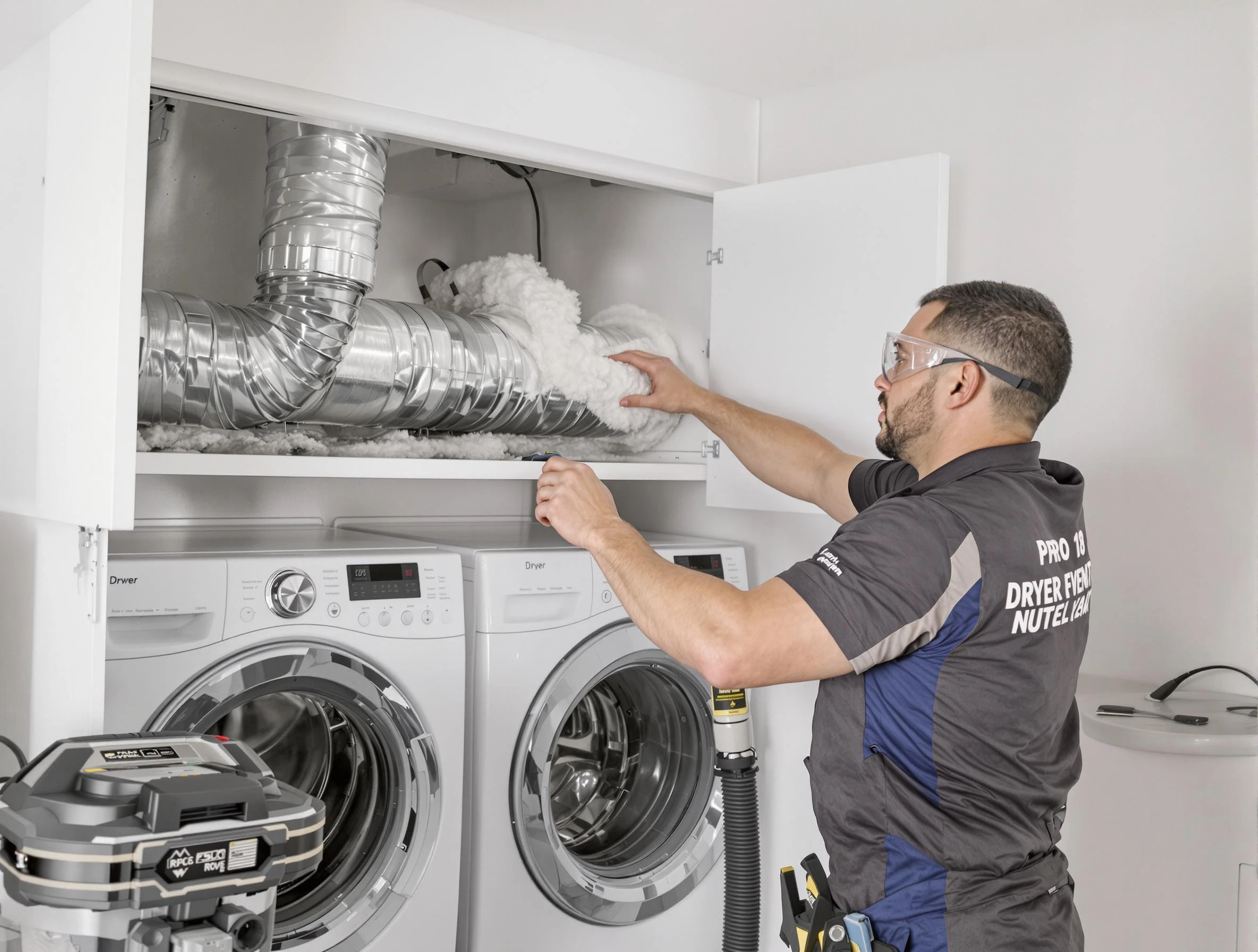 Mission Viejo Dryer Vent Cleaning certified technician performing specialized gas dryer vent cleaning in Mission Viejo